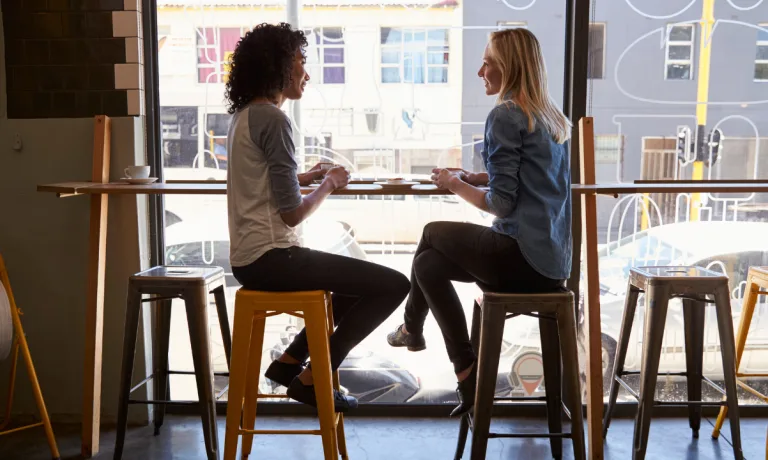 Women chating at cafe